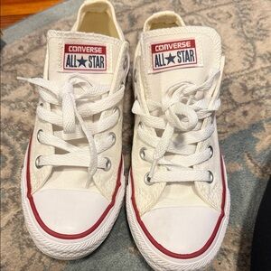 Converse All Star White Canvas Shoes with Red Trim